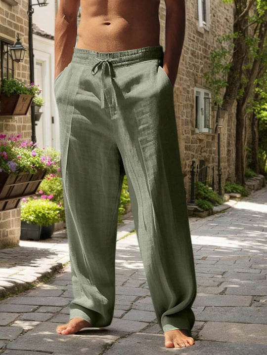 MATHIS | Liewegen Halblang Linnen-Hose mat Kordel