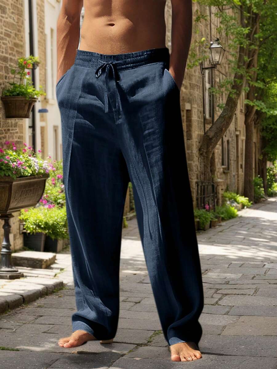 MATHIS | Liewegen Halblang Linnen-Hose mat Kordel