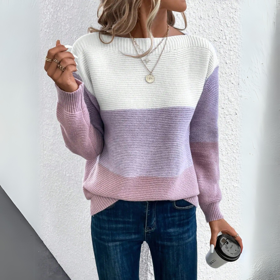 Clara | Eleganz Dreifach-Faarweg Patchwork-Pulli