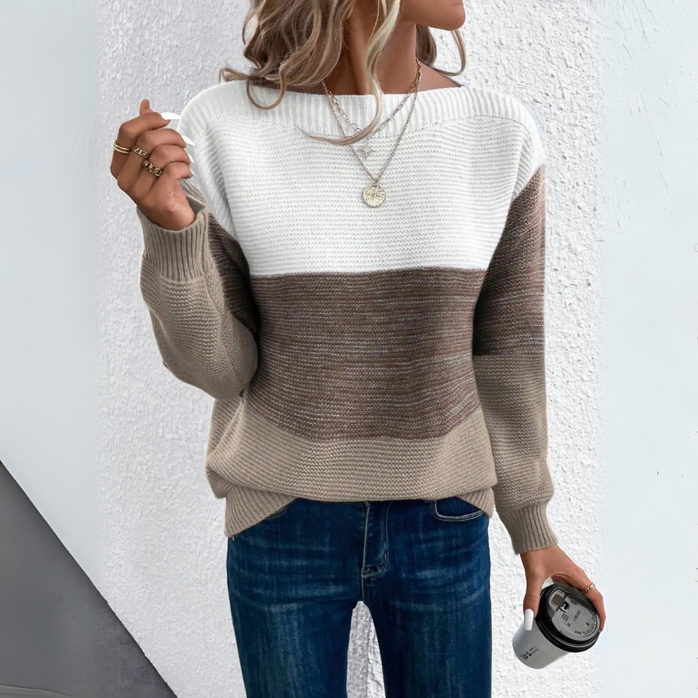 Clara | Eleganz Dreifach-Faarweg Patchwork-Pulli