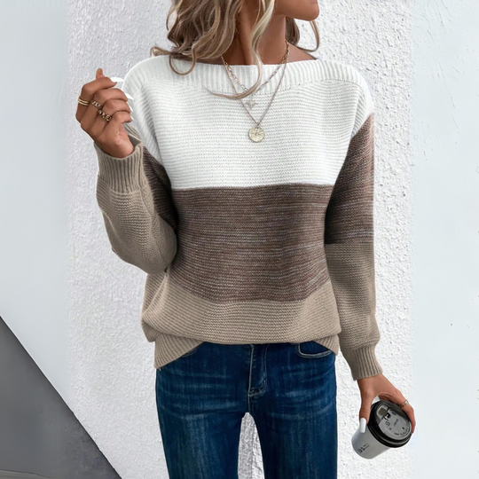 Clara | Eleganz Dreifach-Faarweg Patchwork-Pulli