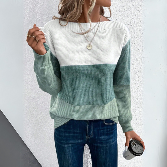 Clara | Eleganz Dreifach-Faarweg Patchwork-Pulli