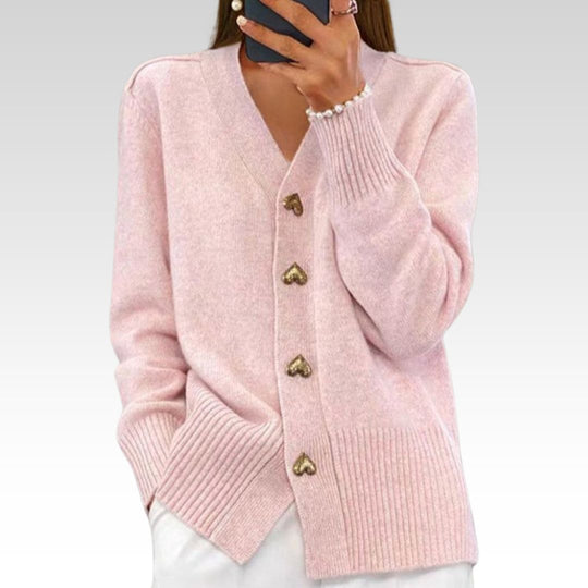 Adele | Elegante Cardigan mat Häerzknäpper
