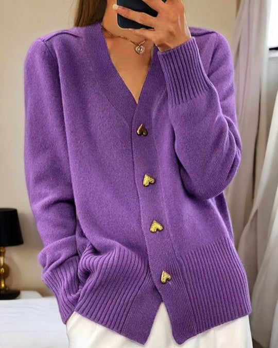 Adele | Elegante Cardigan mat Häerzknäpper
