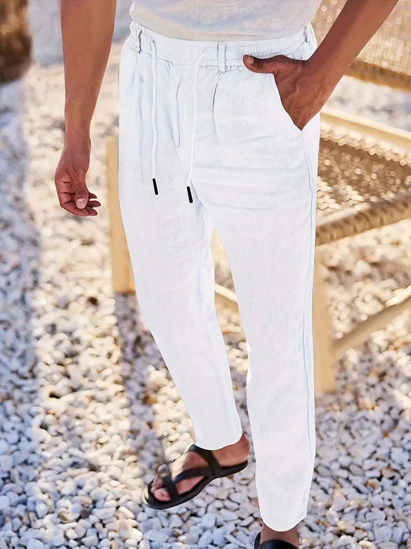 NICHOLS | Langen Leinenhose mat Kordel