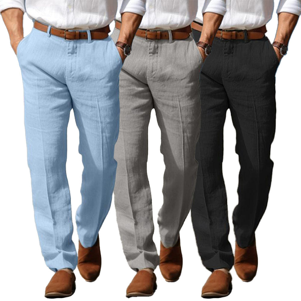 Herren Luxus Leinenhose Premium (Mat Gürtelbunnen)