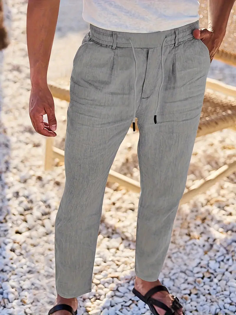 NICHOLS | Langen Leinenhose mat Kordel