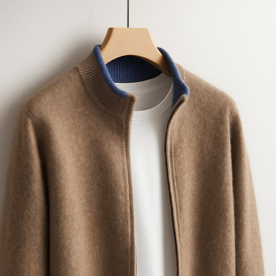 DUMONT LYON | Mëttelhaart Jacquard Jacke mat Zip