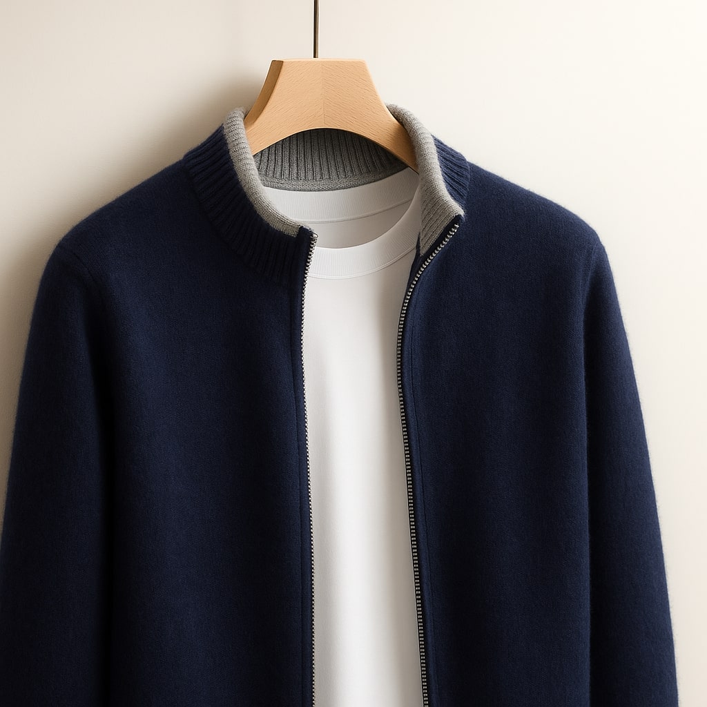 DUMONT LYON | Mëttelhaart Jacquard Jacke mat Zip