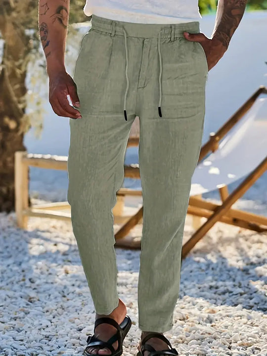 NICHOLS | Langen Leinenhose mat Kordel