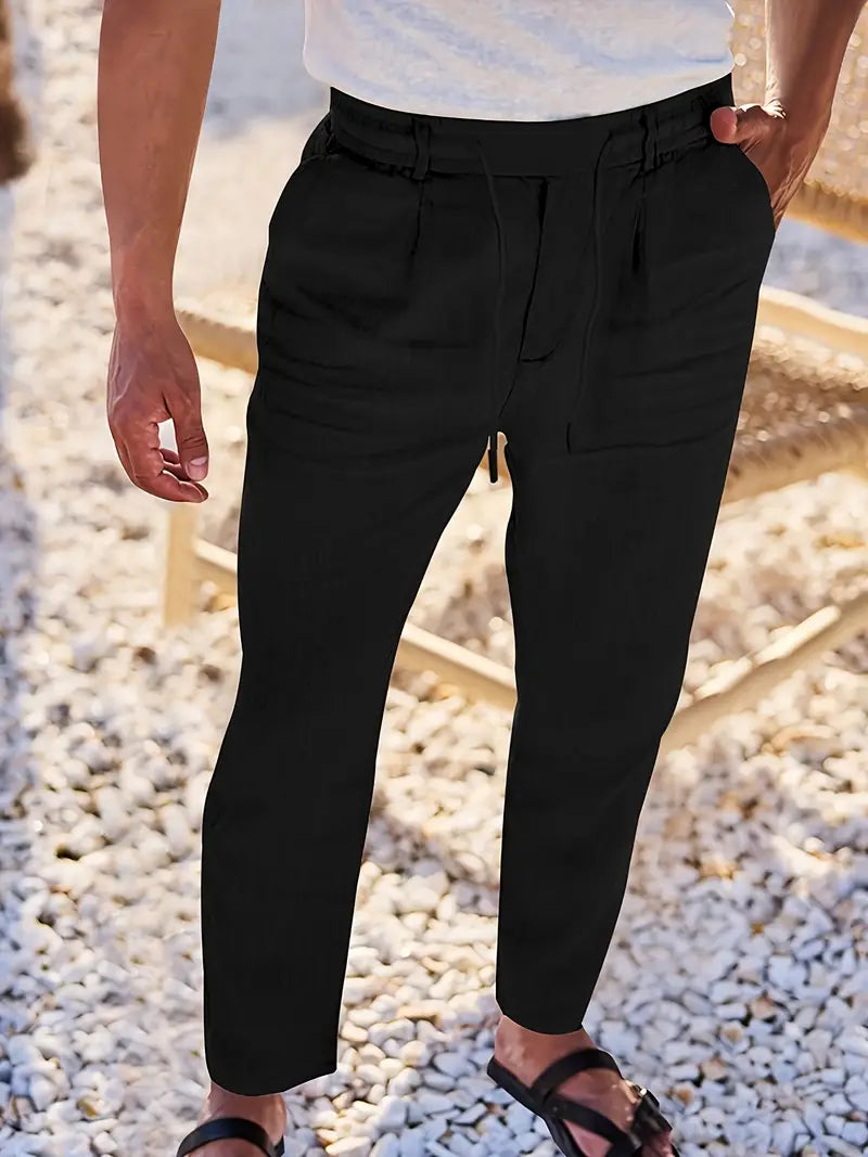 NICHOLS | Langen Leinenhose mat Kordel