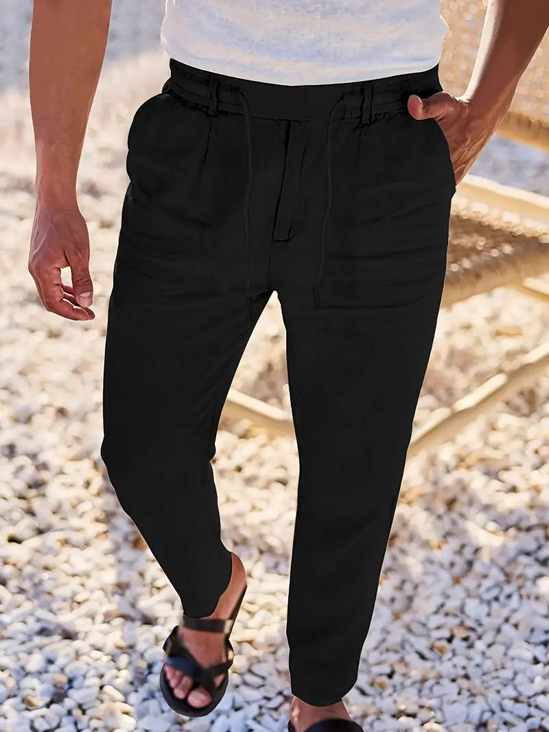 NICHOLS | Langen Leinenhose mat Kordel