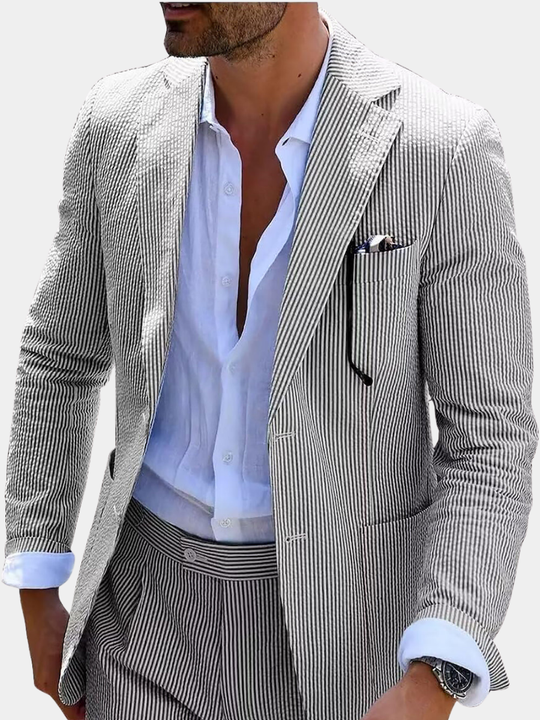 Sommerkomplett mat Streifen (Hosen + Jacke)