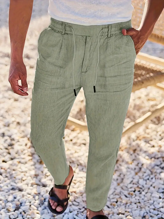 NICHOLS | Langen Leinenhose mat Kordel