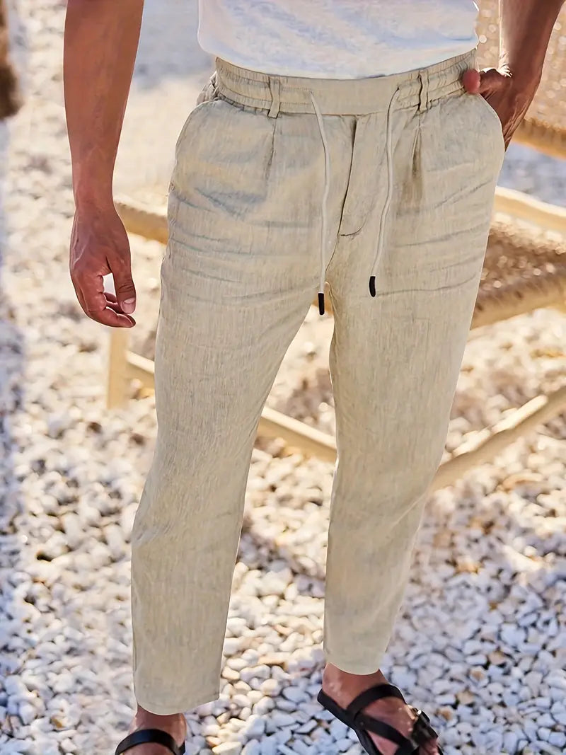 NICHOLS | Langen Leinenhose mat Kordel