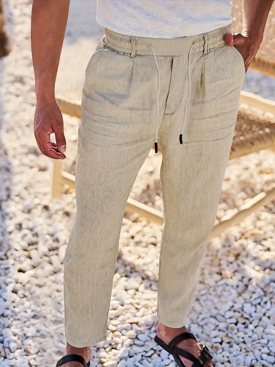 NICHOLS | Langen Leinenhose mat Kordel