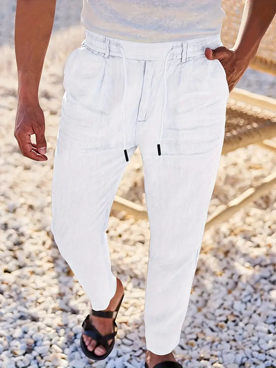 NICHOLS | Langen Leinenhose mat Kordel