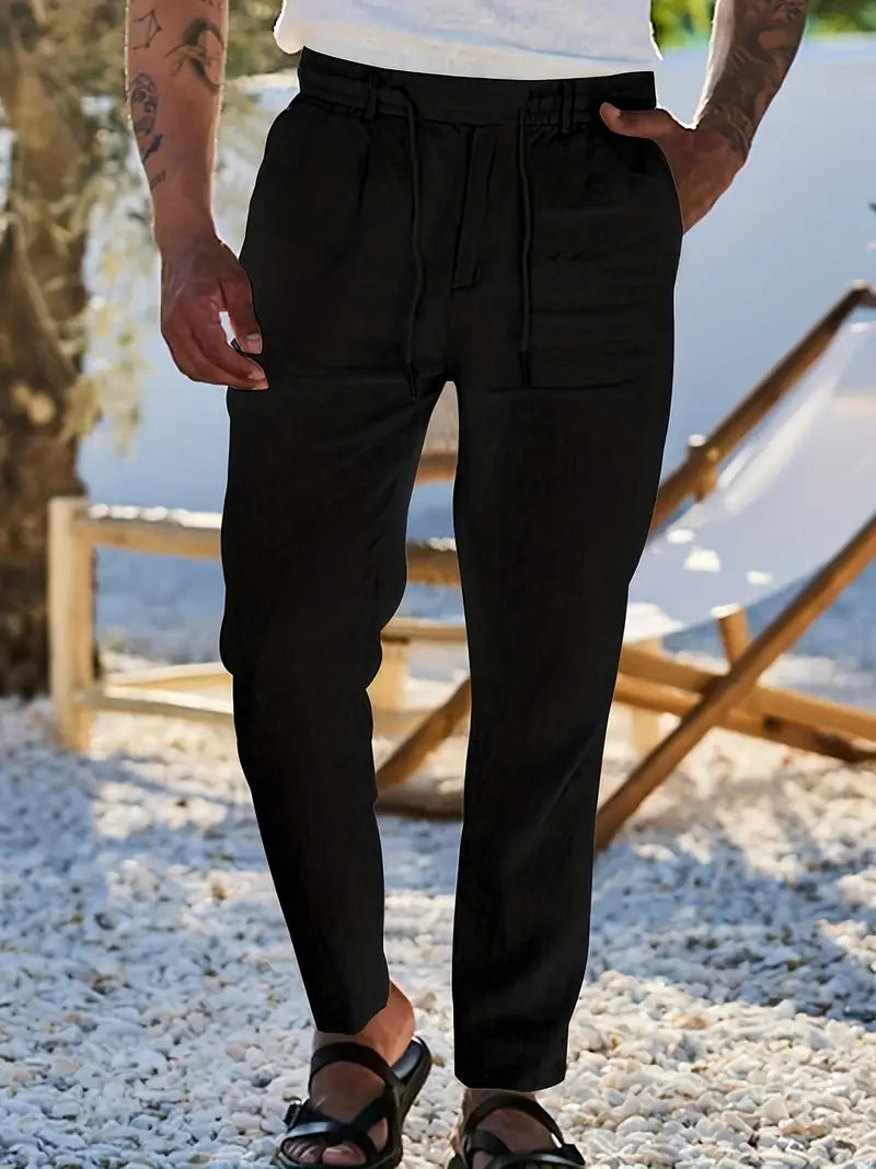 NICHOLS | Langen Leinenhose mat Kordel