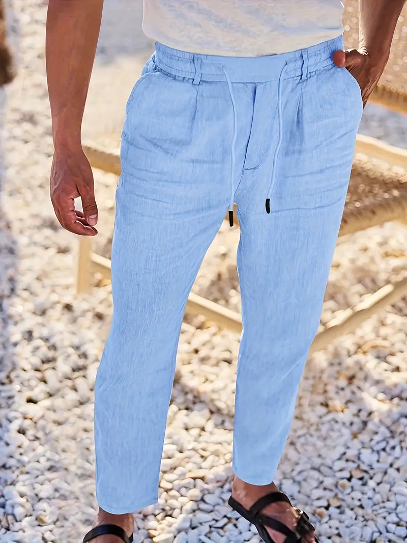 NICHOLS | Langen Leinenhose mat Kordel