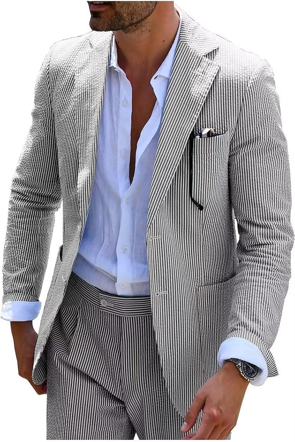 Sommerkomplett mat Streifen (Hosen + Jacke)