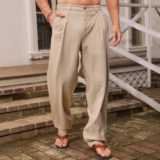 NICCOLÒ | LIBER PANTALONS aus Leinen mat breede Been