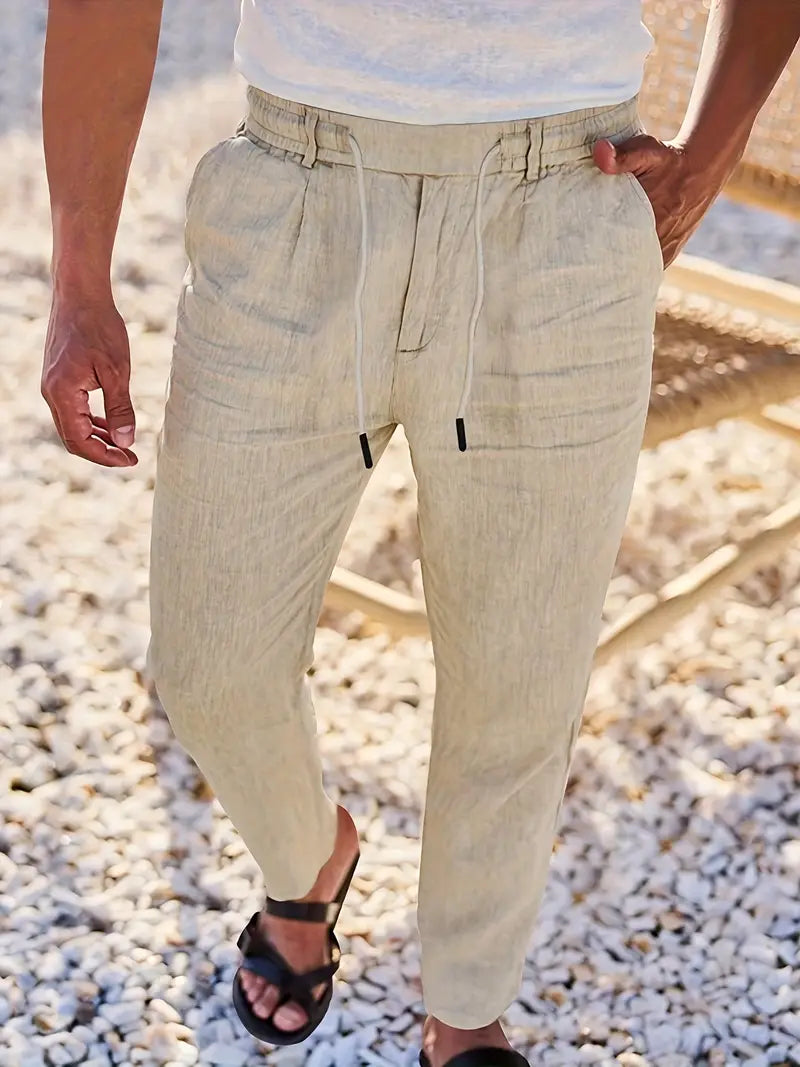 NICHOLS | Langen Leinenhose mat Kordel
