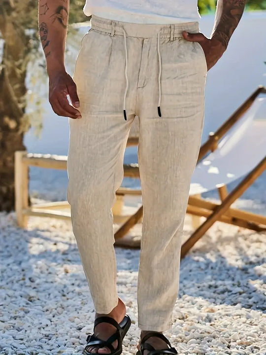 NICHOLS | Langen Leinenhose mat Kordel