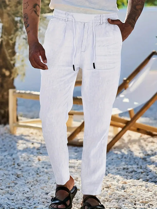 NICHOLS | Langen Leinenhose mat Kordel