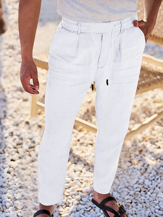 NICHOLS | Langen Leinenhose mat Kordel