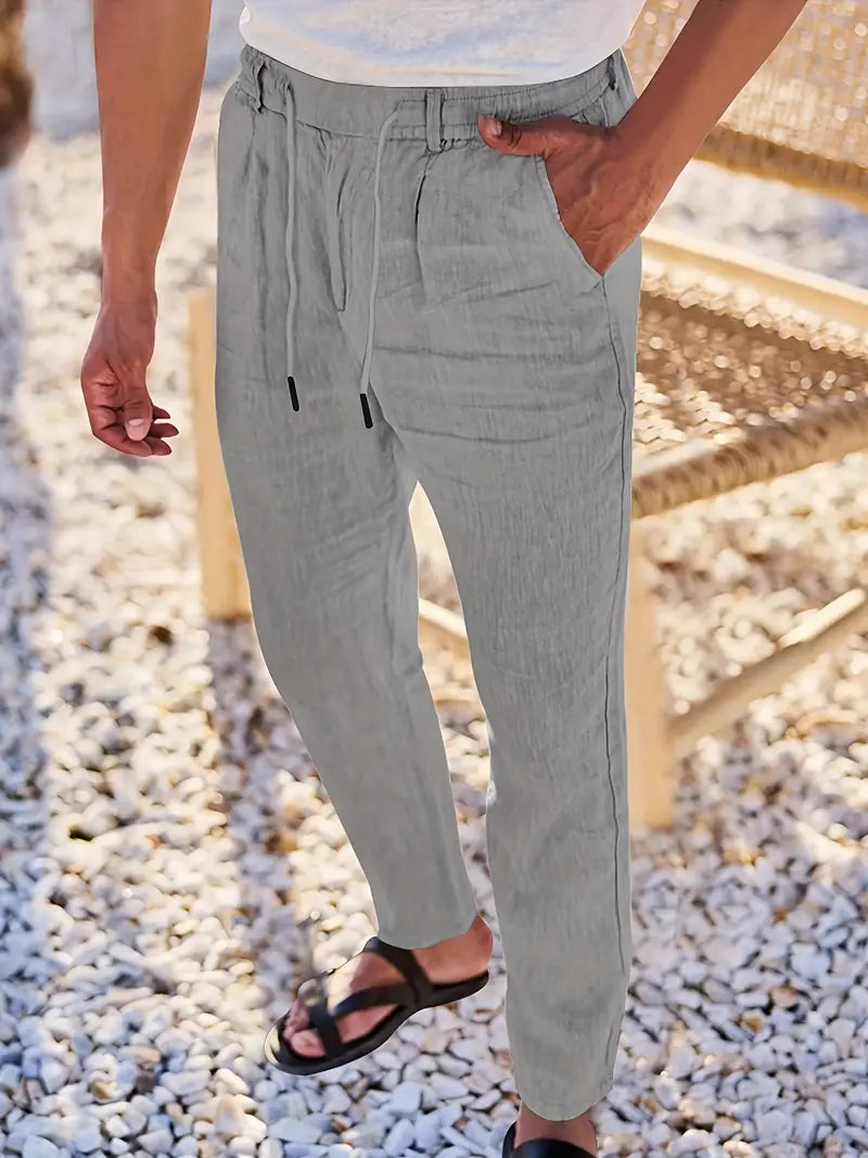 NICHOLS | Langen Leinenhose mat Kordel