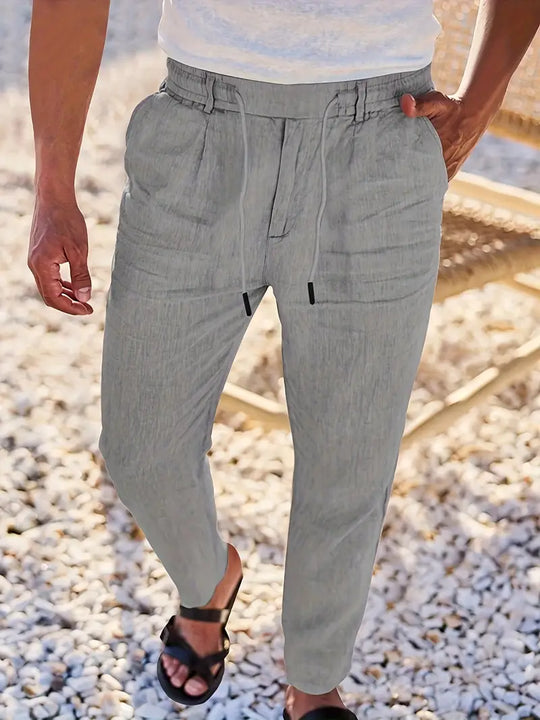 NICHOLS | Langen Leinenhose mat Kordel