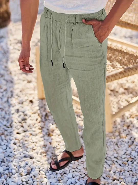 NICHOLS | Langen Leinenhose mat Kordel