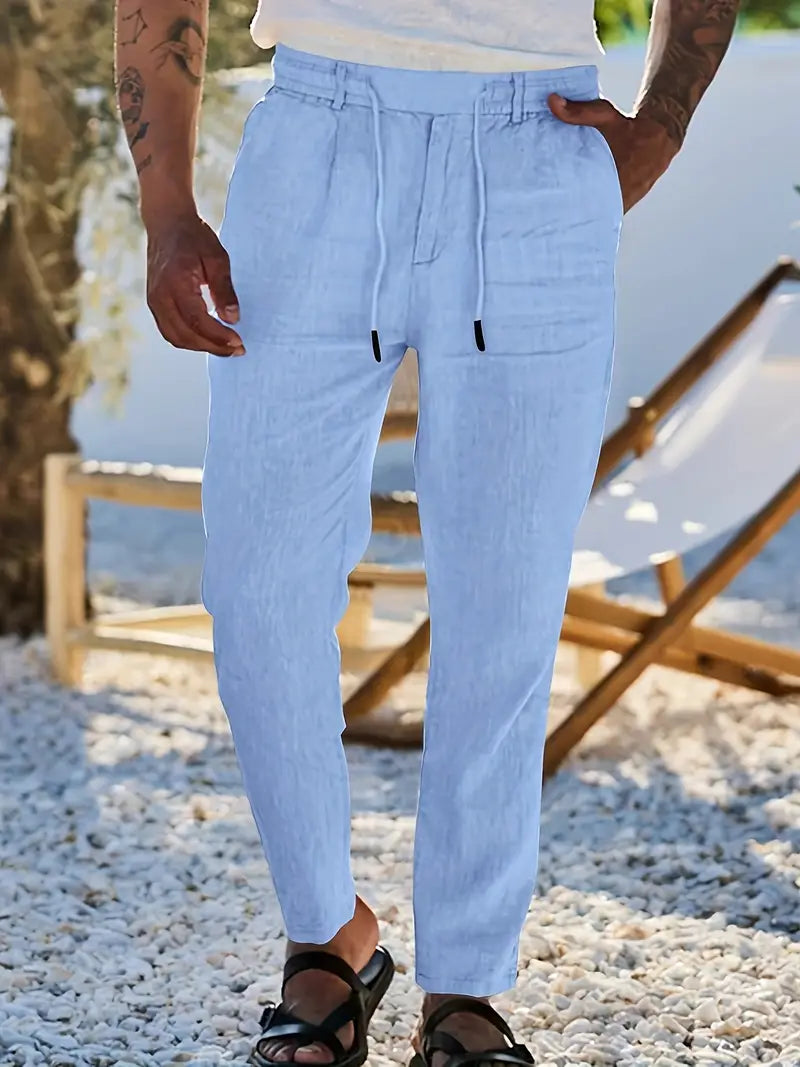 NICHOLS | Langen Leinenhose mat Kordel