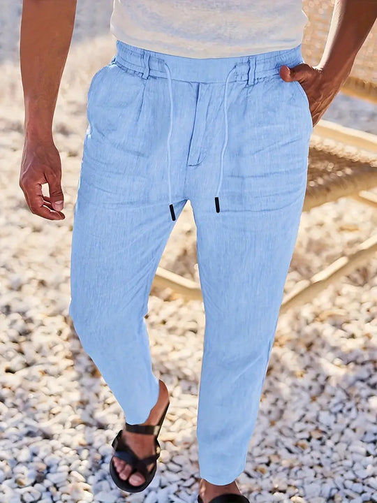 NICHOLS | Langen Leinenhose mat Kordel