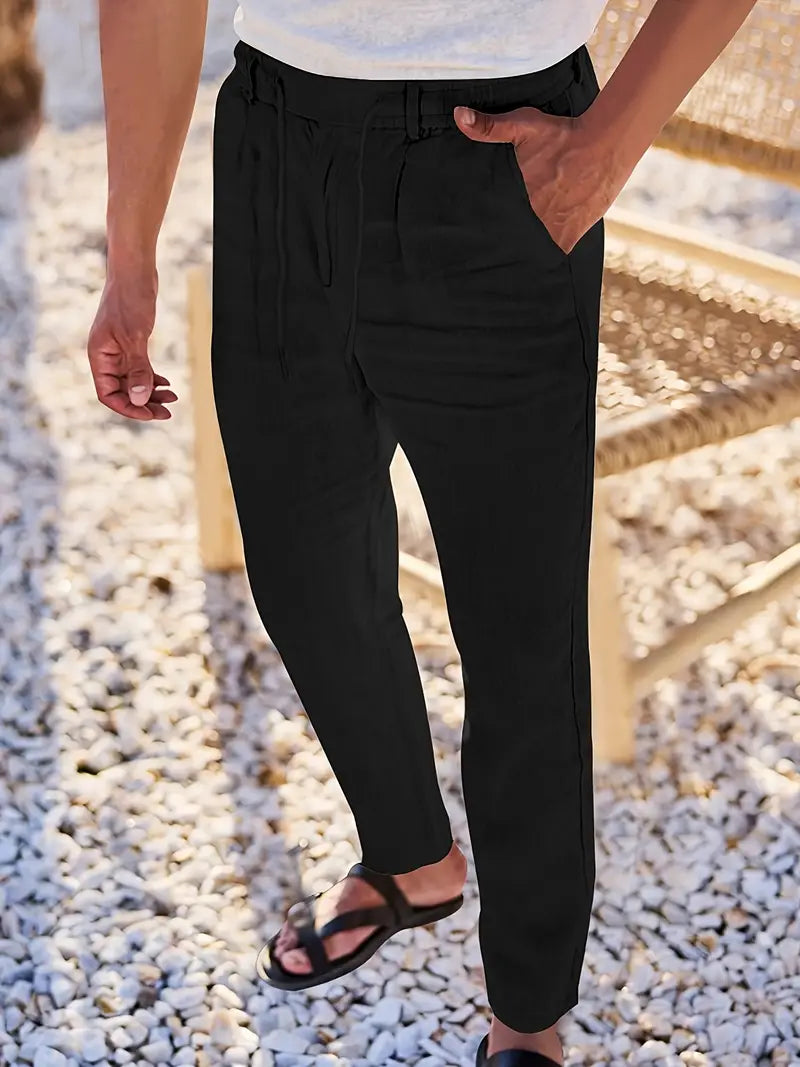 NICHOLS | Langen Leinenhose mat Kordel