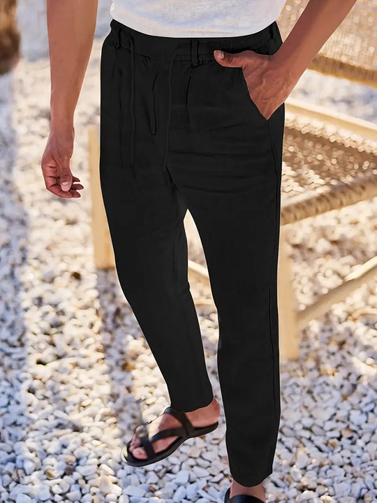 NICHOLS | Langen Leinenhose mat Kordel