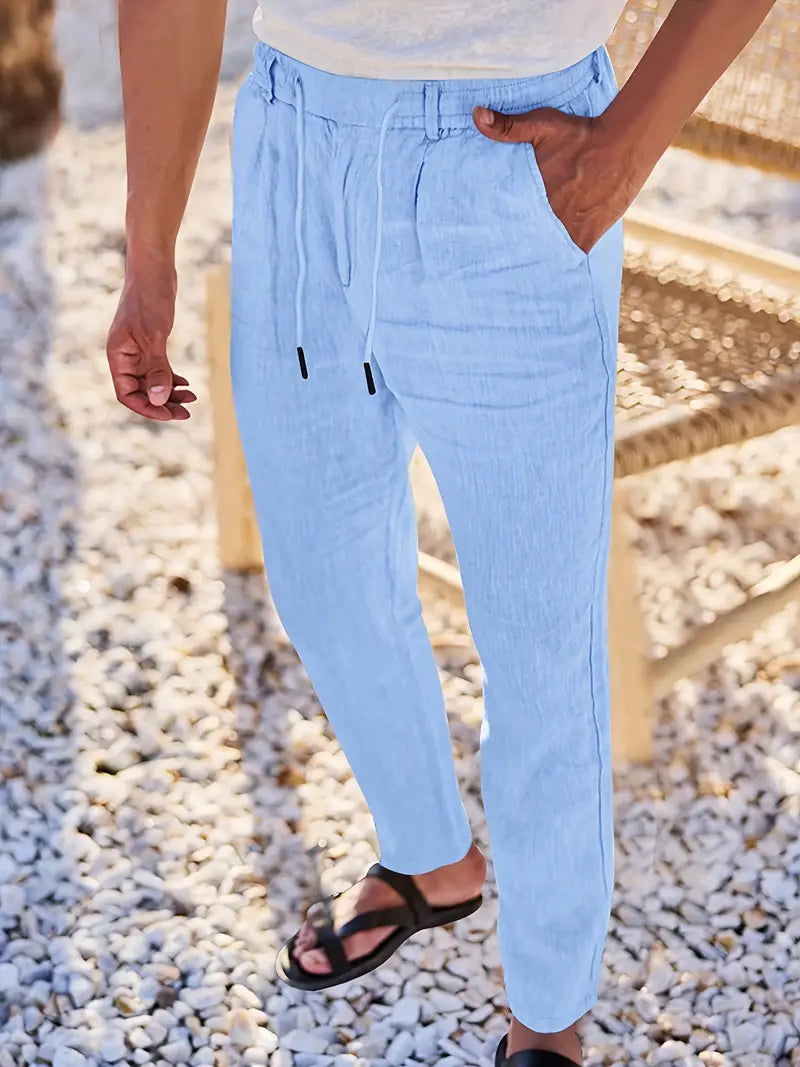 NICHOLS | Langen Leinenhose mat Kordel