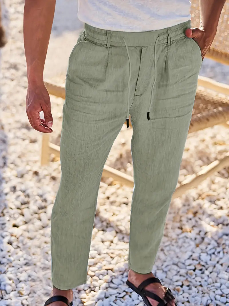 NICHOLS | Langen Leinenhose mat Kordel