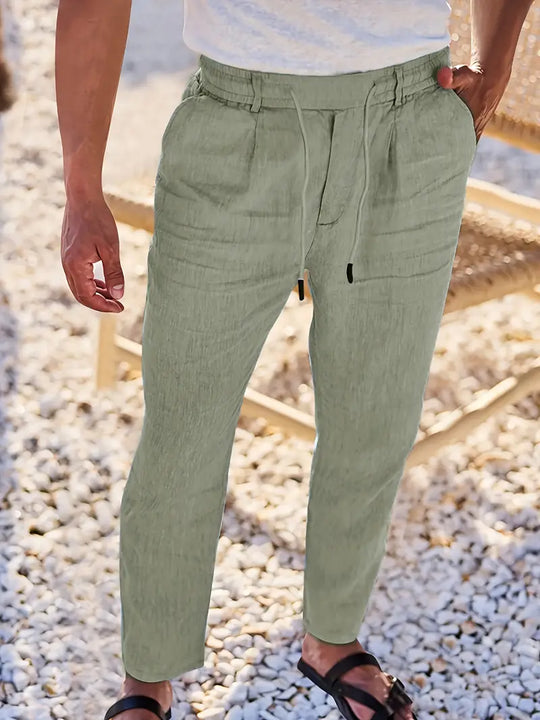 NICHOLS | Langen Leinenhose mat Kordel