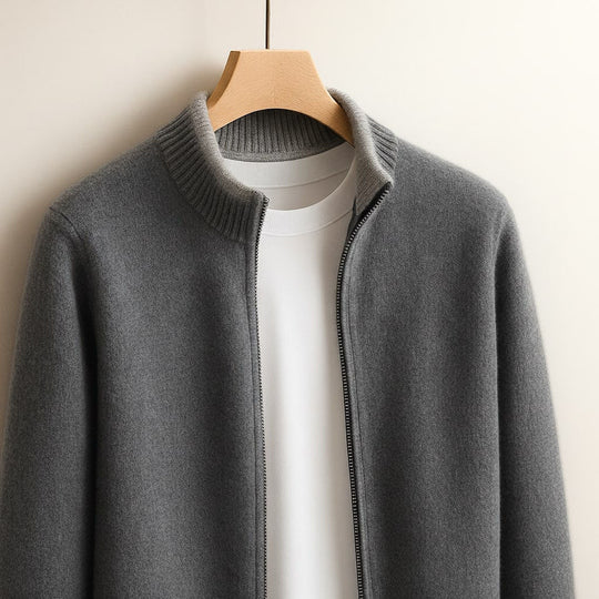 DUMONT LYON | Mëttelhaart Jacquard Jacke mat Zip