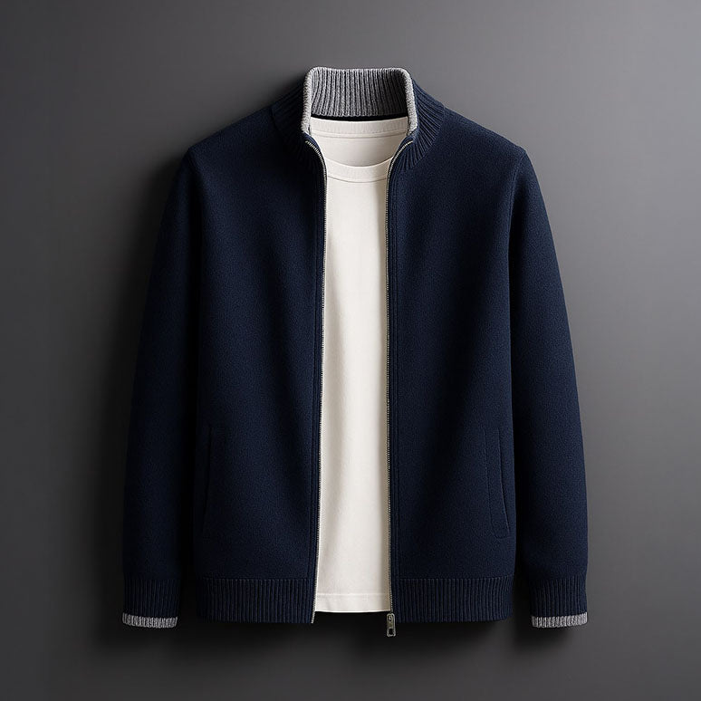 DUMONT LYON | Mëttelhaart Jacquard Jacke mat Zip