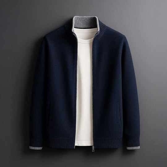 DUMONT LYON | Mëttelhaart Jacquard Jacke mat Zip